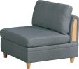 Living Room Furniture Armless Chair Steel Color Dorris Fabric 1pc Cushion Armless Chair Wooden Deco