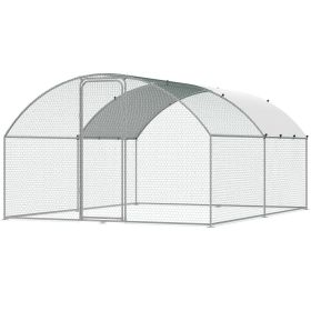 VEVOR Large Metal Chicken Coop, 9.8x12.9x6.5 ft Walk in Chicken Run for Yard with Waterproof Cover