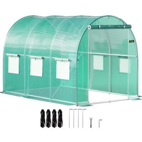 VEVOR Walk-in Tunnel Greenhouse, 9.8 x 6.6 x 6.6 ft Portable Plant Hot House w/ Galvanized Steel Hoops, 1 Top Beam, Diagonal Poles