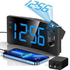 Mpow Projection Alarm Clock, Digital Clock with 180¬∞ Rotatable Projector, 3-Level Brightness, Progressive Volume, USB Charger, Battery Backup