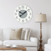 Mainstays Indoor Round 23.5" White and Gray Arabic Wainscot Farmhouse Analog Wall Clock