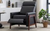 Wood-Framed PU Leather Recliner Chair Adjustable Home Theater Seating with Thick Seat Cushion and Backrest Modern Living Room Recliners