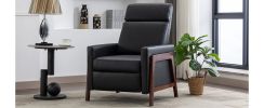 Wood-Framed PU Leather Recliner Chair Adjustable Home Theater Seating with Thick Seat Cushion and Backrest Modern Living Room Recliners