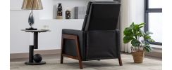 Wood-Framed PU Leather Recliner Chair Adjustable Home Theater Seating with Thick Seat Cushion and Backrest Modern Living Room Recliners