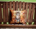 Scottish Fold Cat in Fall Leaves Throw Pillow Machine Washable, Indoor Outdoor Decorative Pillow for Couch, Bed or Patio, 14Hx14W