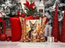 Abyssinian Cat in Fall Leaves Throw Pillow Machine Washable, Indoor Outdoor Decorative Pillow for Couch, Bed or Patio, 14Hx14W