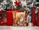 Oregon Rex Cat in Fall Leaves Throw Pillow Machine Washable, Indoor Outdoor Decorative Pillow for Couch, Bed or Patio, 14Hx14W