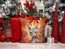 Sphynx Cat in Fall Leaves Throw Pillow Machine Washable, Indoor Outdoor Decorative Pillow for Couch, Bed or Patio, 14Hx14W