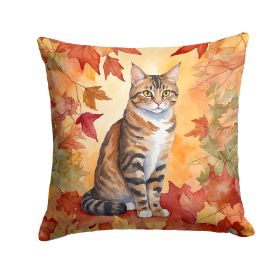 California Spangled Cat in Fall Leaves Throw Pillow Machine Washable, Indoor Outdoor Decorative Pillow for Couch, Bed or Patio, 14Hx14W (Default: Default)